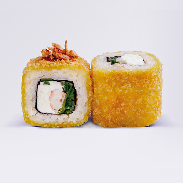 Жареный ролл Цезарь с креветкой